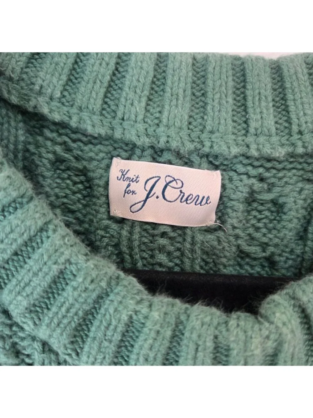 J. Crew Green Cotton Cable Knit Fisherman Sweater Preppy Chunky Knit Men's L